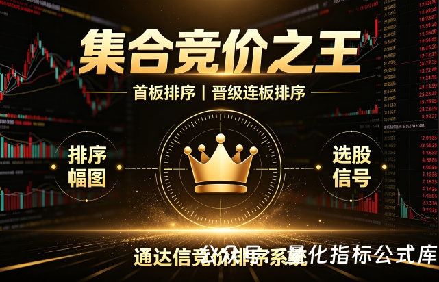通达信【集合竞价之王】排序指标1排序幅图2选股、竞价排序系统主做首板排序及晋级连板排序\胜率高